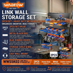 Wadfow Link Wall Storage Set with Metal Black Rail Material (WHT)