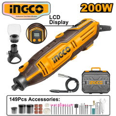 Ingco by Winland Mini Grinder 200W with variable Speed 149pcs Accessories MG2008P ING-PT