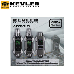 Kevler by Winland Professional UHF Dual Transmitter Wired to Wireless Microphone Converter Phantom 4
