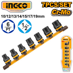 Ingco by Winland 7pcs 1/2" Drive Impact Socket Set HKISSD12071 ING-HT