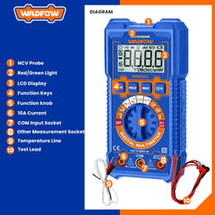 Wadfow LCD Digital Multimeter True RMS 4000-6000 Count WDM2501