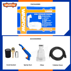 Wadfow 1400W 90 Bar Industrial Self Priming High Pressure Washer WHP1A11P (WPP)