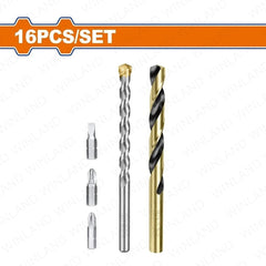 Wadfow 16PCS/Set Drill Bits & Screwdriver Bits Set UWKS4165 WAD-HT