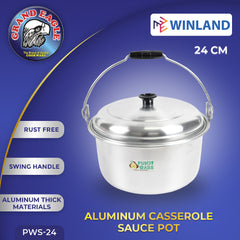 Grand Eagle by Winland Pinoyware Aluminum Casserole Sauce Pot Heavy Duty Swing Handle with Cover