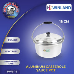 Grand Eagle by Winland Pinoyware Aluminum Casserole Sauce Pot Heavy Duty Swing Handle with Cover