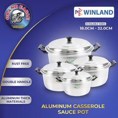 Grand Eagle by Winland Pinoyware Aluminum Casserole Sauce Pot Heavy Duty Double Handle with Cover