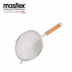 Masflex by Winland 12 cm to 20 cm Made from High-Quality Stainless Steel Strainer with Wooden Handle