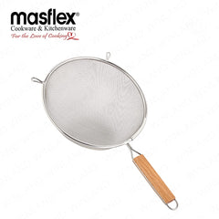 Masflex by Winland 12 cm to 20 cm Made from High-Quality Stainless Steel Strainer with Wooden Handle