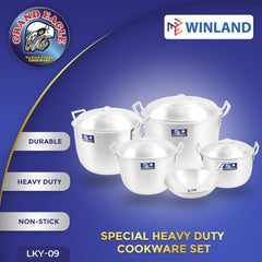 Grand Eagle by Winland Special heavy duty Thick Aluminum 9pcs Cookware Set LKY-09