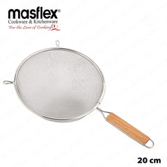 Masflex by Winland 12 cm to 20 cm Made from High-Quality Stainless Steel Strainer with Wooden Handle