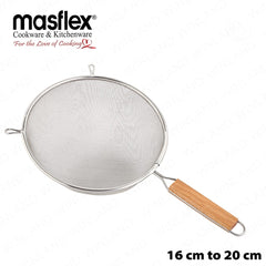 Masflex by Winland 12 cm to 20 cm Made from High-Quality Stainless Steel Strainer with Wooden Handle
