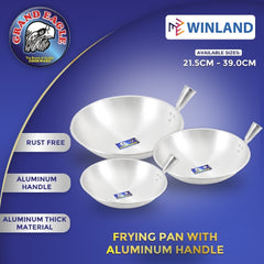 Grand Eagle by Winland Cookware Thick Aluminum Kawali Frying Pan with Aluminum Handle