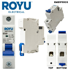 Royu by Winland Miniature Circuit Breaker (MCB) 6kA, 1-Pole, 400V AC, 1-Module DIN Rail Mount