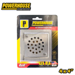Powerhouse Hi-Grade Stainless Steel Floor Strainer 4 x 4 - 6x6 Anti-Overflow Design (PH-WH&PPR)
