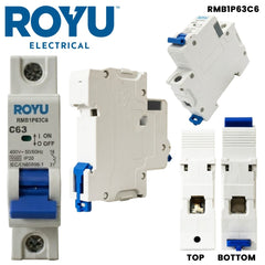 Royu by Winland Miniature Circuit Breaker (MCB) 6kA, 1-Pole, 400V AC, 1-Module DIN Rail Mount