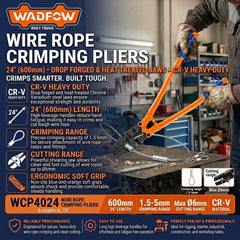Wadfow Wire Rope Crimping Pliers 24" with Drop Forged & Heat Treated Jaws Forging