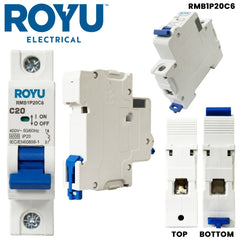 Royu by Winland Miniature Circuit Breaker (MCB) 6kA, 1-Pole, 400V AC, 1-Module DIN Rail Mount