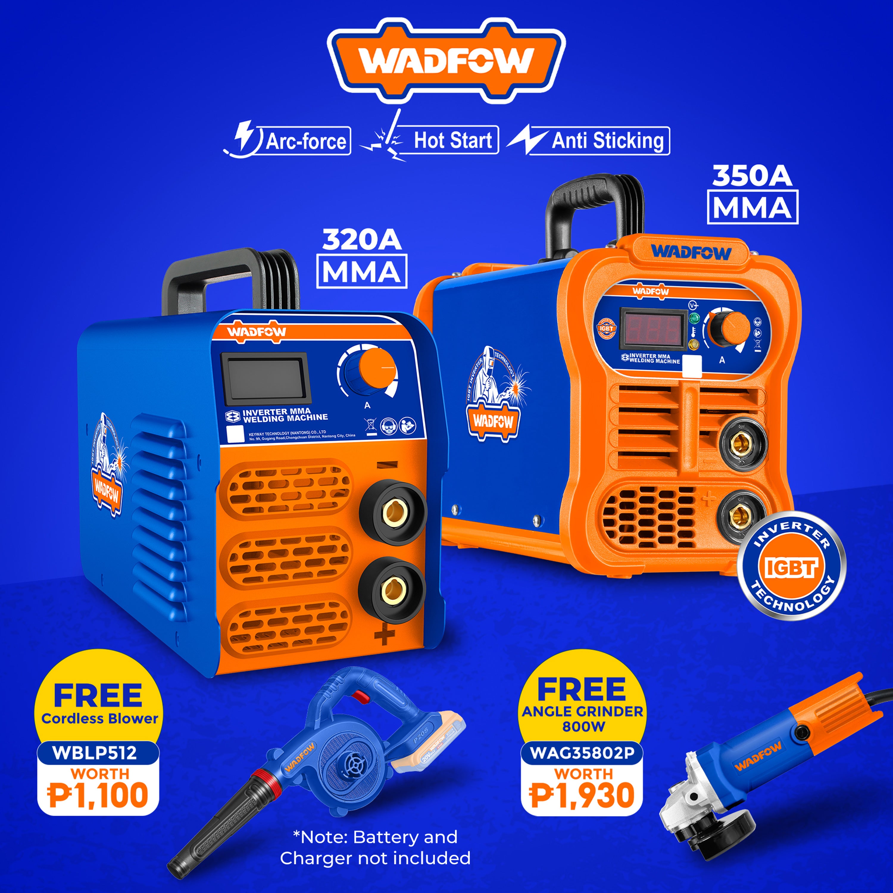 Wadfow 320A / 350A MMA Welding Machine Inverter Portable IGBT with Free Tool