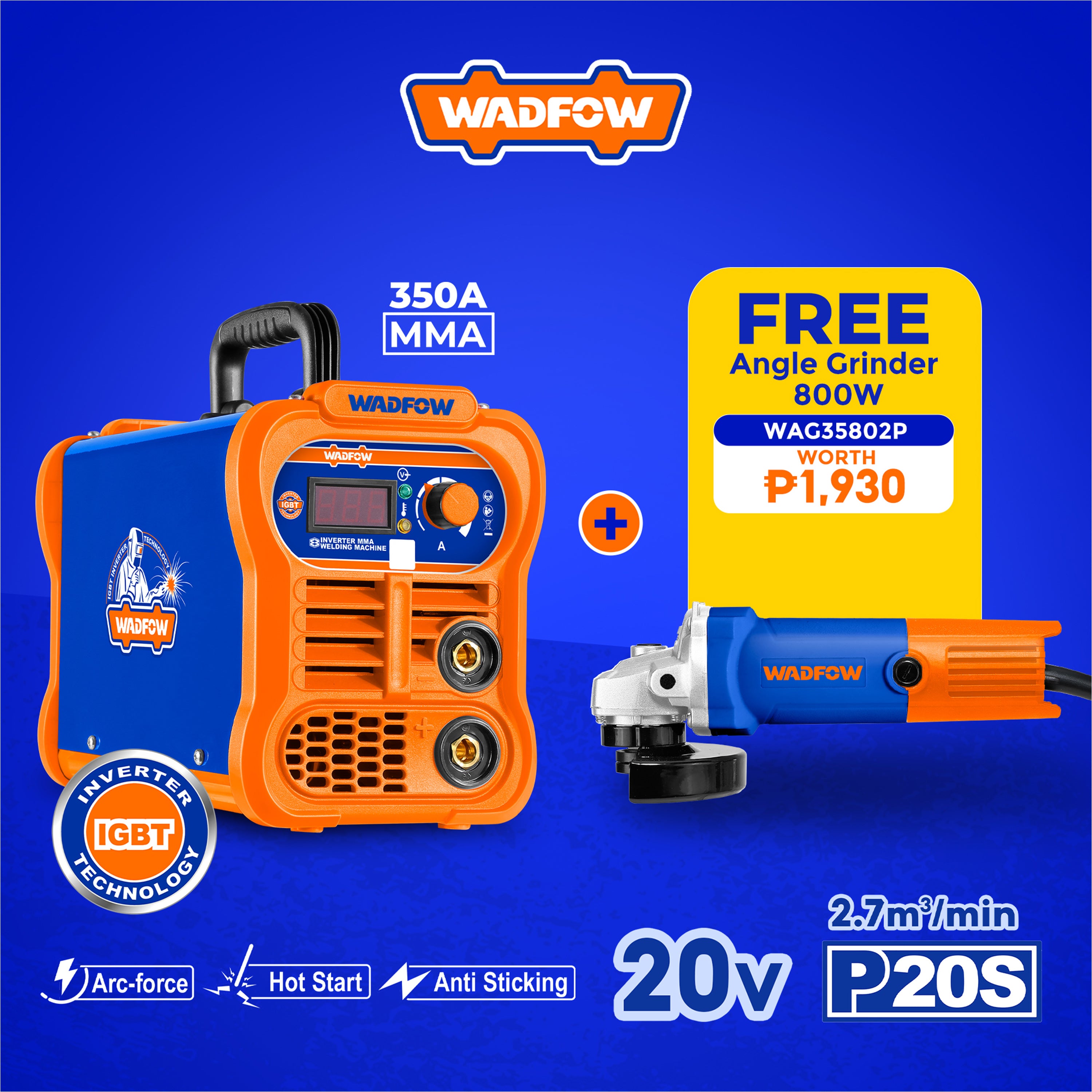 Wadfow 320A / 350A MMA Welding Machine Inverter Portable IGBT with Free Tool