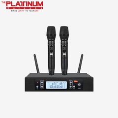 Platinum U40 2-Channel UHF Wireless Microphone System | Dual Handheld Mic with 200 Selectable Frequencies, 50m Range & 8-Hour Battery Life