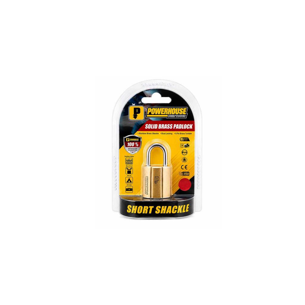 Powerhouse Solid Brass Padlock H.D. PH140 Long l Short Shackle (PH-DH)