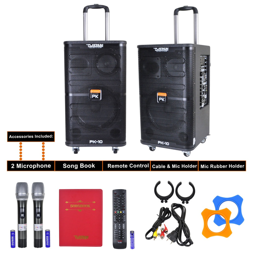 Platinum Original Portable Built-In Karaoke Trolley Speaker with Thousands songs PK-10 •OSOS•