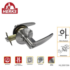 HERKS by Winland Satin Nickel HERKS Leverset Cylindrical Entarnce Function HL2001SN