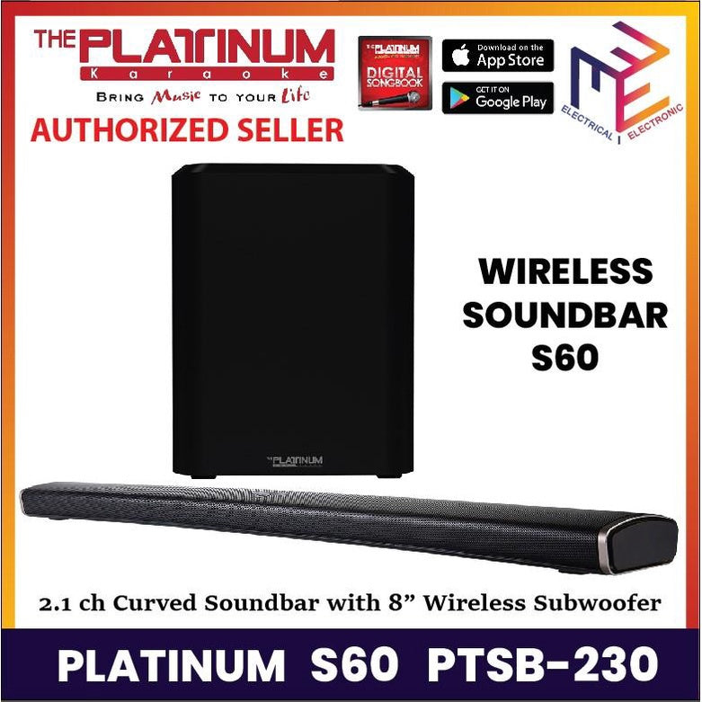 Platinum Soundbar S60 PTSB-230 Wireless Soundbar Curved *WINLAND*