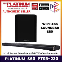 Platinum Soundbar S60 PTSB-230 Wireless Soundbar Curved *WINLAND*