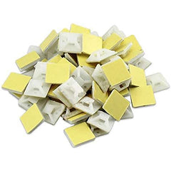 Wadfow 100pcs/set Cable Tie Sticking Mounting Base Self Adhesive Wall Clamps WFJ1301 | WFJ1302 (WHT)