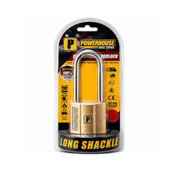 Powerhouse Solid Brass Padlock H.D. PH140 Long l Short Shackle (PH-DH)