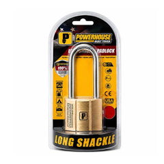Powerhouse Solid Brass Padlock H.D. PH140 Long l Short Shackle (PH-DH)