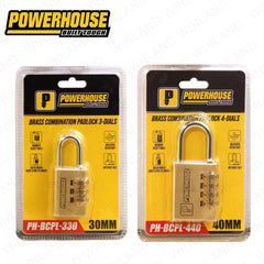 Powerhouse by Winland 30mm Brass Combination Padlock 3Dials w/ Solid Brass|Pin Cylinder PH-BCPL