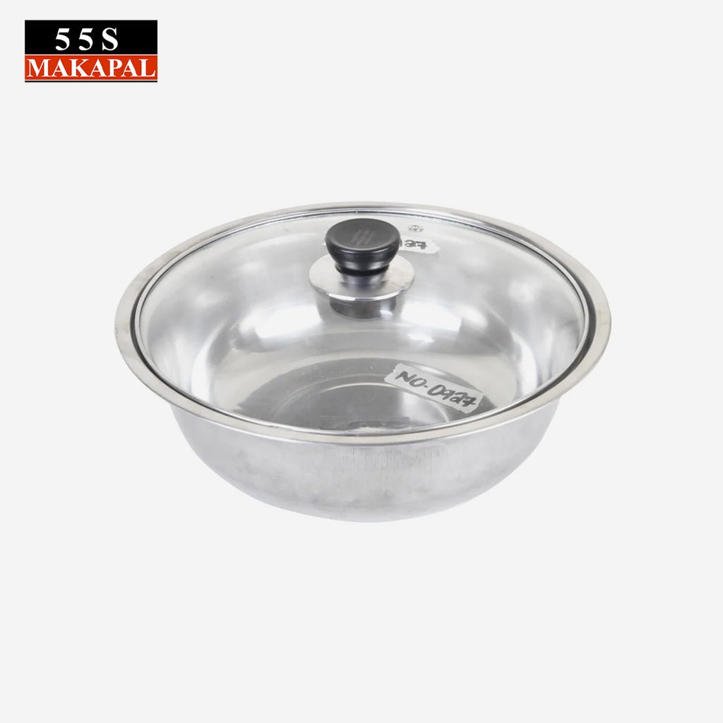 555 28cm High Quality Stainless Steel Basin Bowl with Glass Cover 927 - Winland Depot