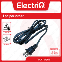 Electriq | GP Flat Cord 16AWG/2C 7A 2/3 Meters Black FLC-GP16