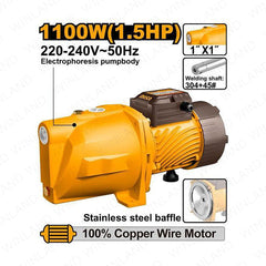 Ingco  1100W(1.5HP) Self-Priming Jet Pump | Water Pump (220-240V~60Hz) JP110068-5 ING-HT