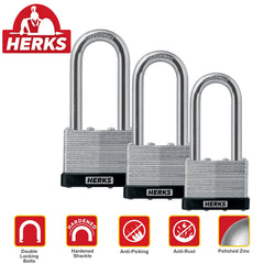 HERKS by Winland Heavy Duty Laminated Padlock - Long Shackle (40mm-50mm)