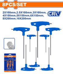 Wadfow by Winland 8PCS/Set Heat Treatment & Chrome Plate Cr-V Material T-Handle Hex Wrench WHK1481