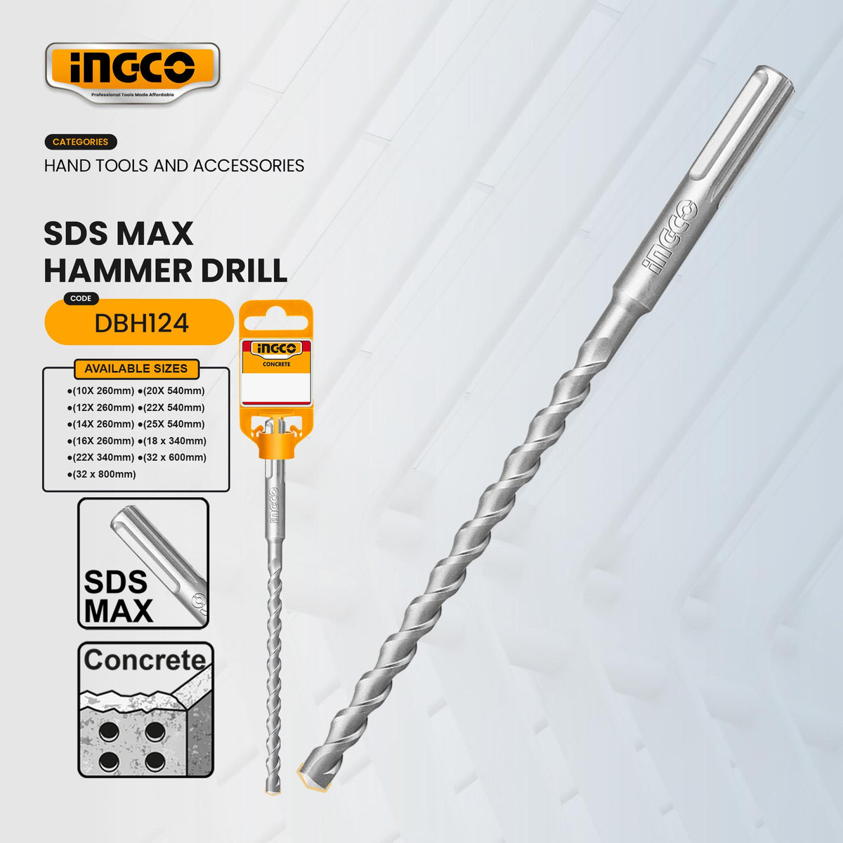 Ingco SDS Max Hammer Drill For Concrete DBH124 (IHT)