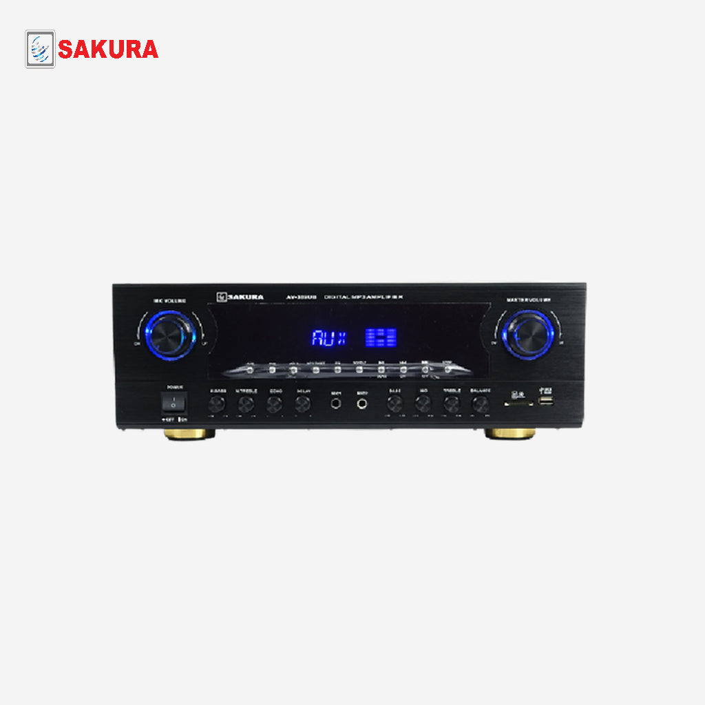 Sakura Digital MP3 Amplifier 2 Mic Input BT/USB/SD/AM/FM 2 x 450W AV-389UB