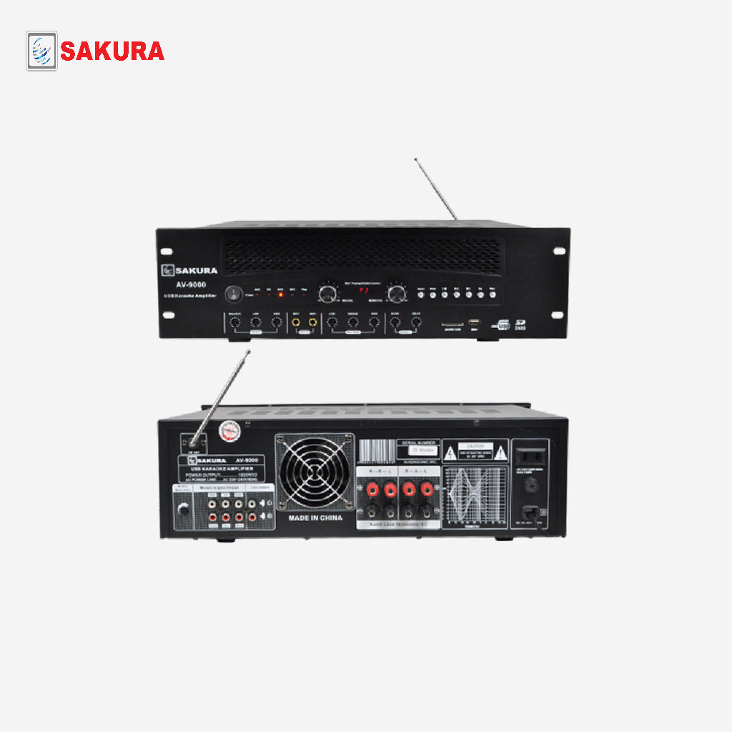 Sakura Professional 2 Channels | USB Karaoke Amplifier 1800Watts x 2 AV-9000