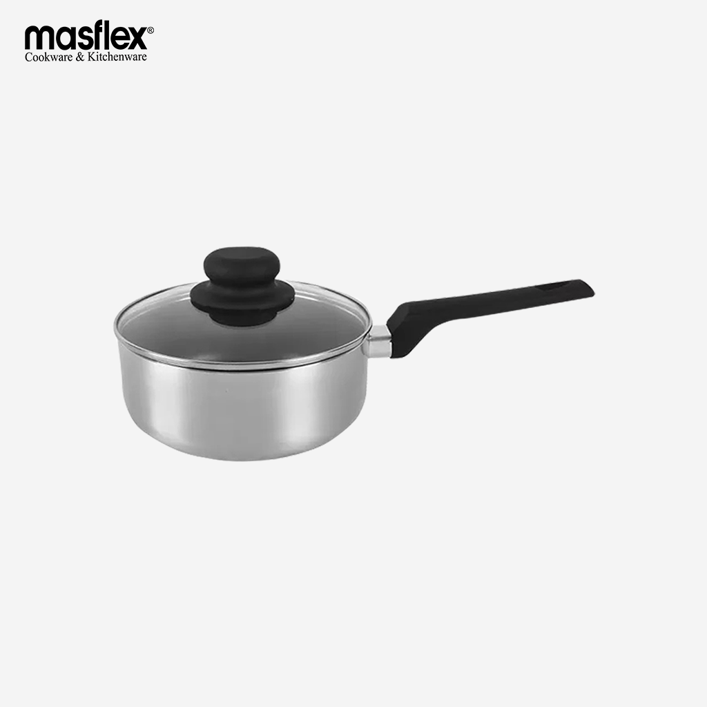 Masflex by Winland Non Stick Satin Sauce Pan Induction Saucepan with Glass Lid 18cm BB-18SP