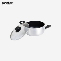 Masflex 20cm Aluminum Satin Series Non Stick Induction Casserole With Glass LID BB-20CS