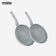 Masflex 3pcs Aluminum Induction Cookware with Ceramic Marble Non-Stick Coating Frypan Set