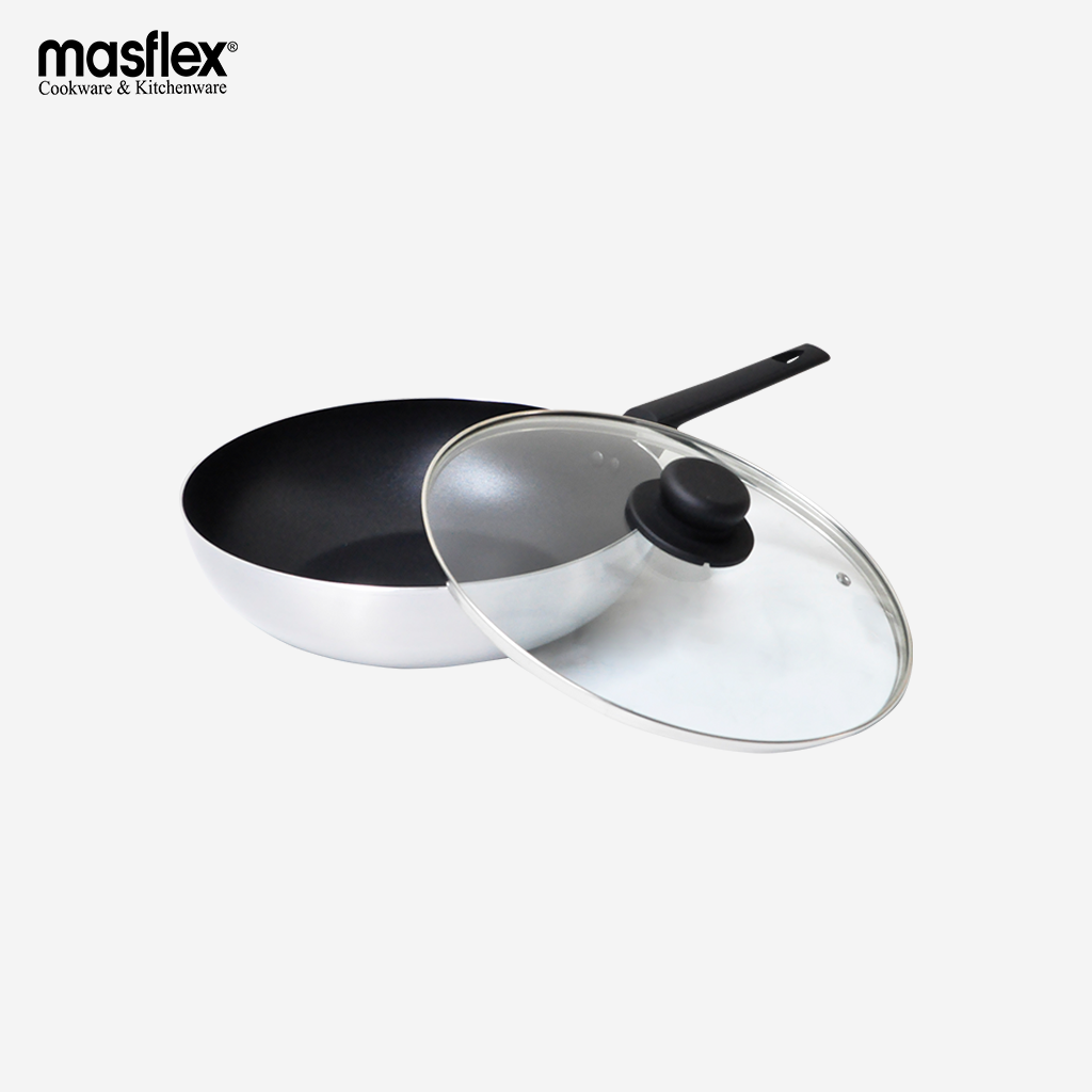 Masflex Non Stick Satin Induction Deep Frying Fry Pan w/ Glass Lid 28cm BB-28DP