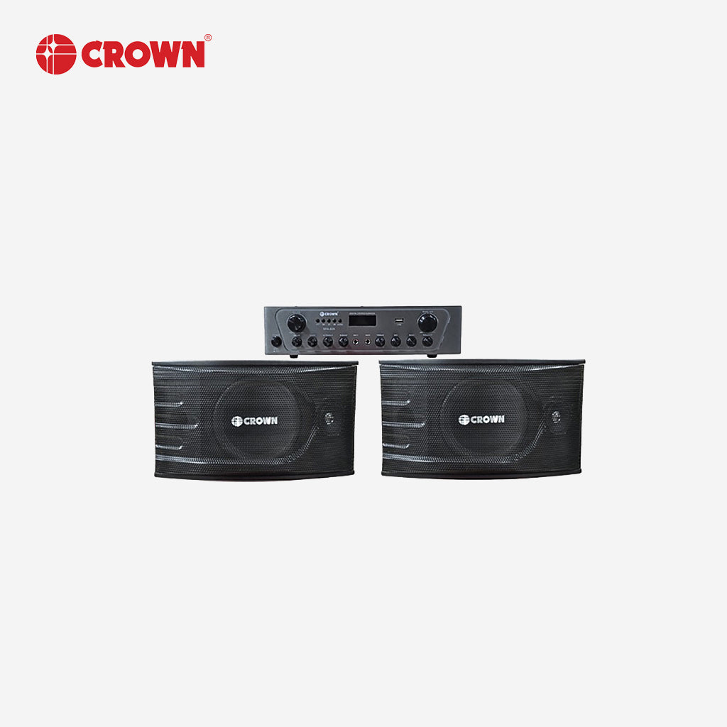 Crown 2-WAY Baffles*2 with Amplifier (Wooden Cabinet) 8” Woofer + 3”Tweeter 2Cha. BFA-826