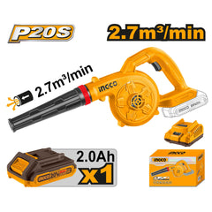Ingco Lithium-Ion Cordless Blower 20V No-load speed: 18000rpm ING-CT