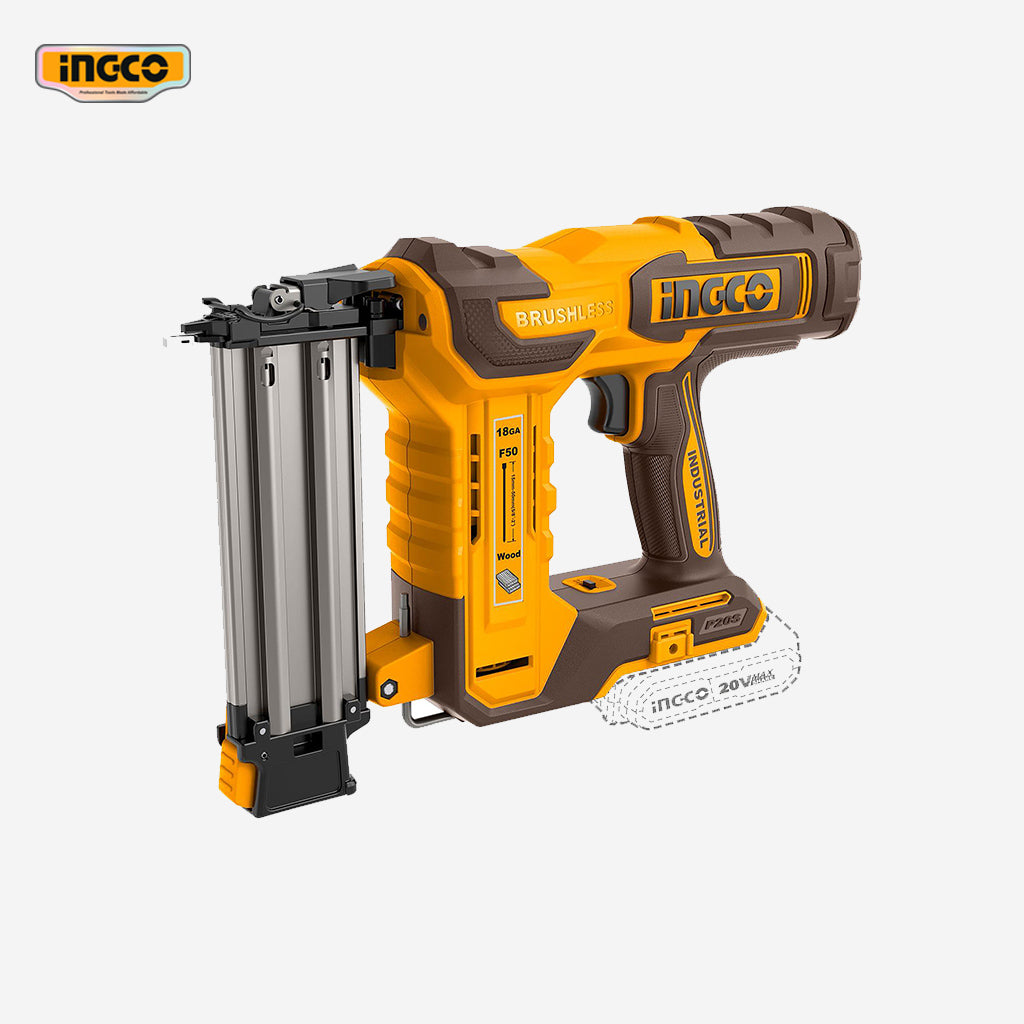 Ingco Ingco P20S 20V Lithium-Ion Brushless Motor Cordless Brad Nailer Kit