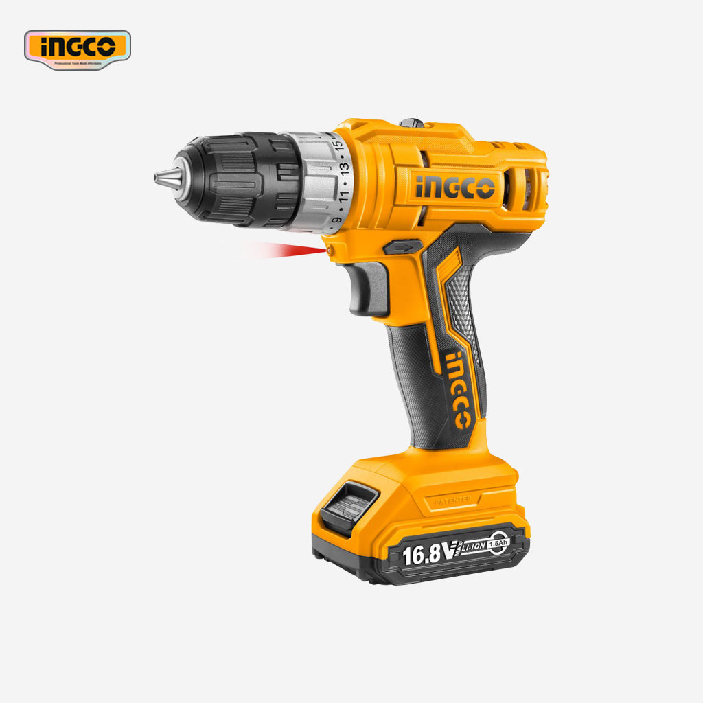 Ingco Fast Charging Lithium-Ion Cordless Drill 16.8V Max Torque: 28NM CDLI1611