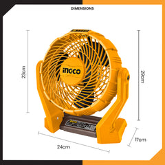 Ingco by Winland P20S 20V Cordless Lithium-Ion Fan with 3 Speed 7" Inches CFALI2007